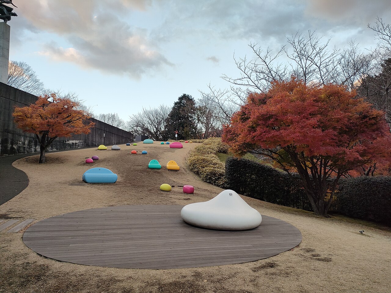 Children playing inside the colorful Symphonic Sculpture at Hakone Open Air Museum.