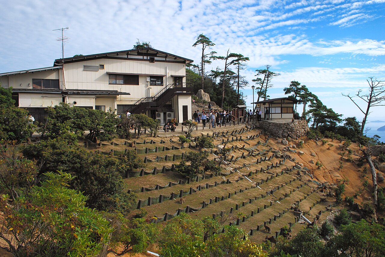 Panoramic view from Mt. Misen summit on Miyajima Island, showing the Seto Inland Sea.