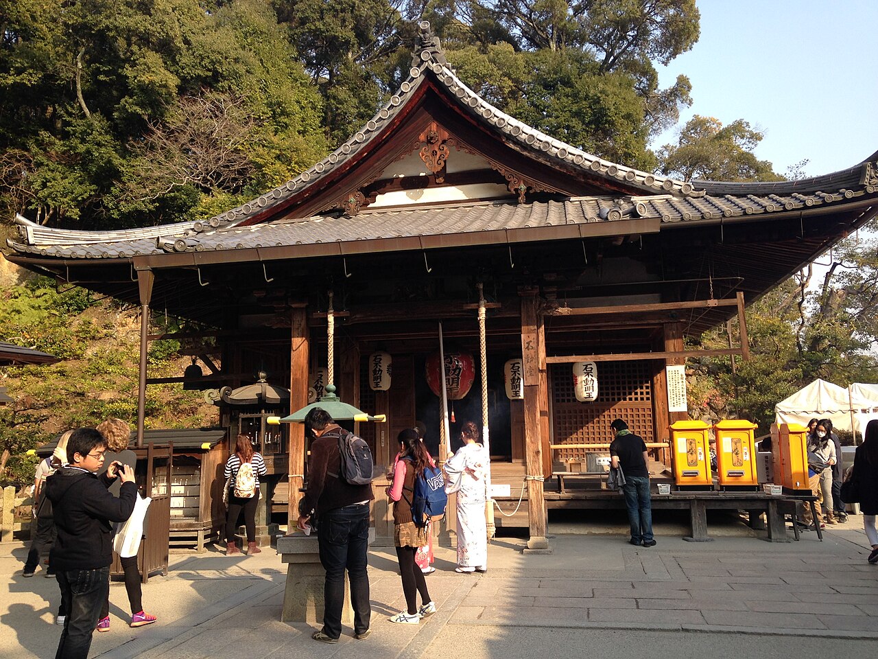 The Fudo Hall, a wooden temple building within the Kinkaku-ji complex