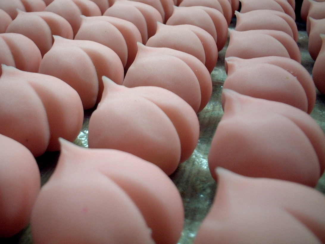 Assortment of traditional Japanese wagashi sweets, including mochi, at Nishiki Market