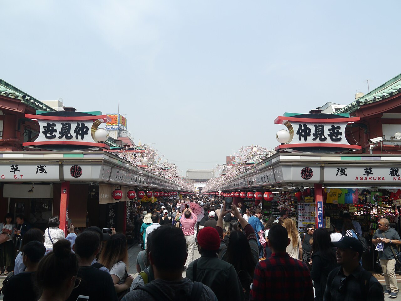 Nakamise-dori shopping street leading to Sensoji Temple