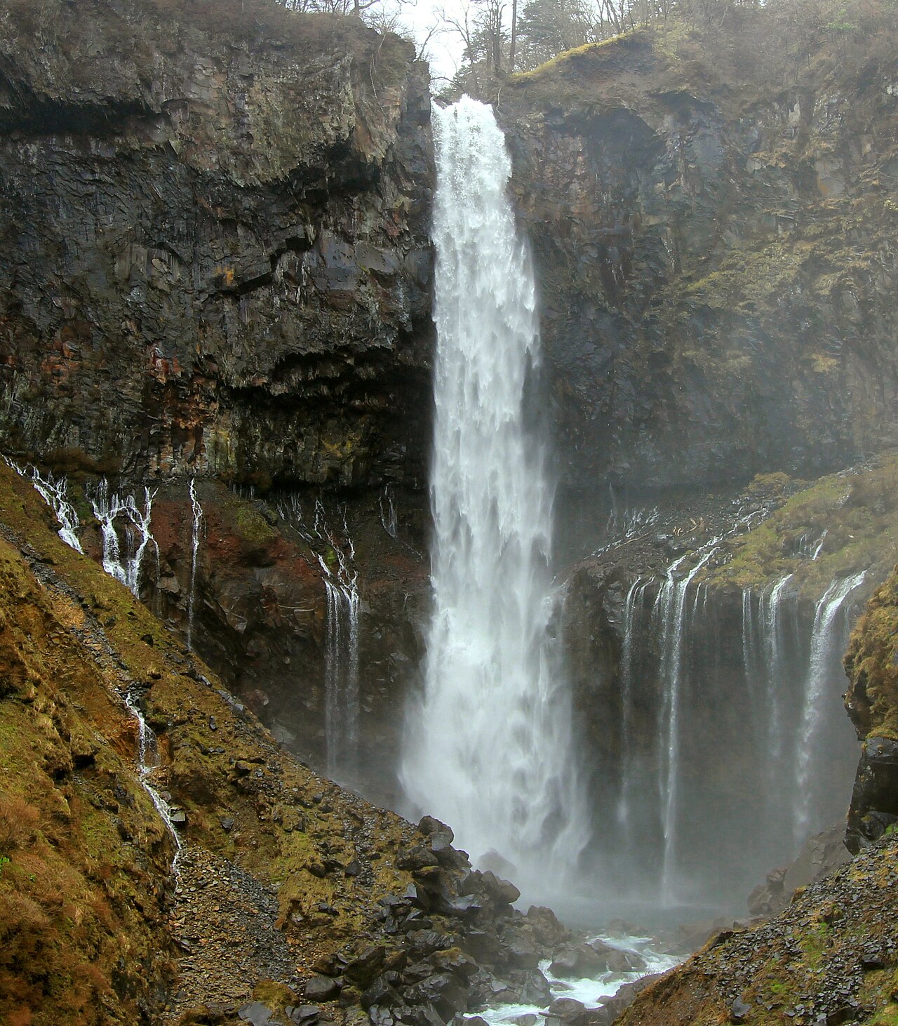 The majestic Kegon Falls in Nikko, a 97-meter waterfall