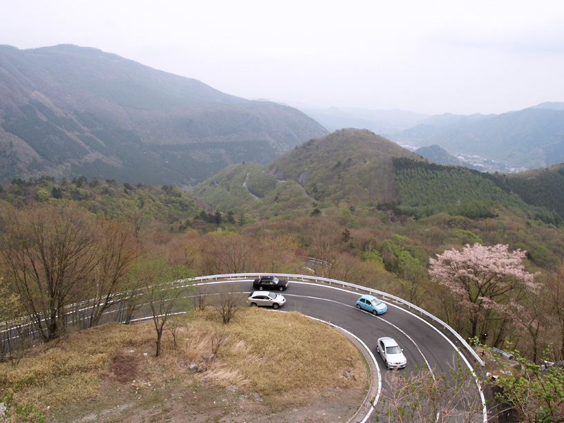 The scenic Irohazaka winding road with vibrant autumn foliage