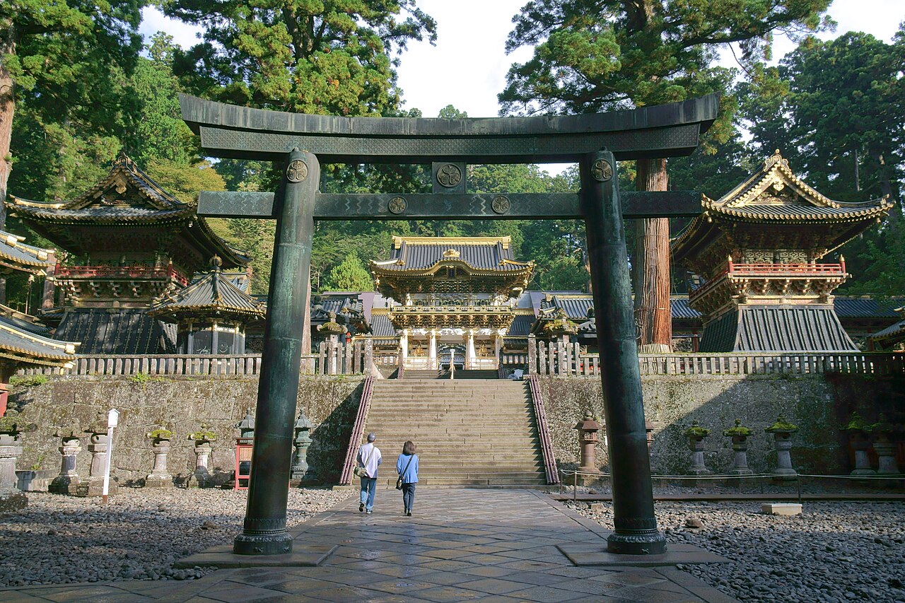 Intricate carvings and gold leaf on Nikko Toshogu Shrine's Yomeimon Gate