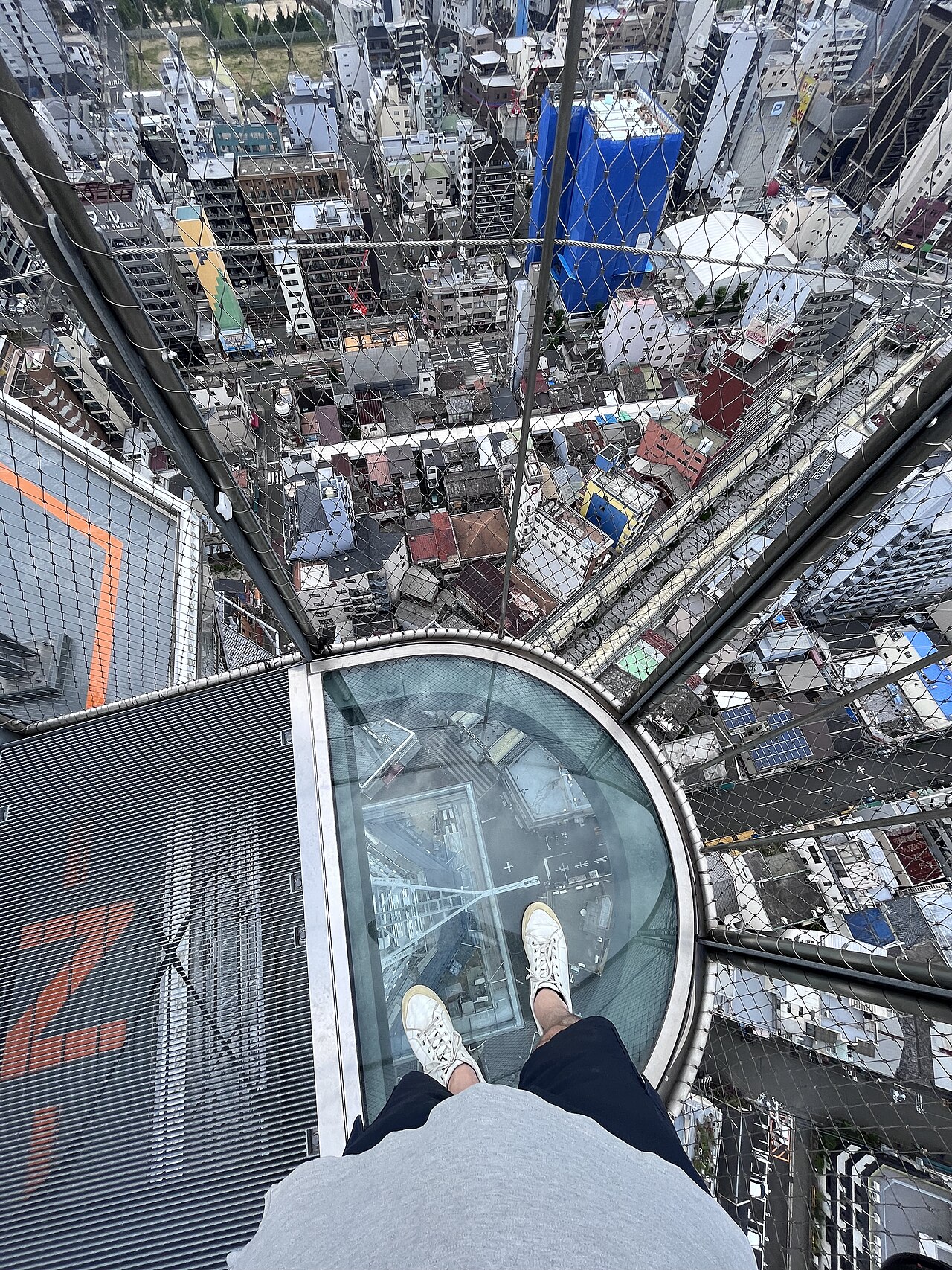 Panoramic view of Osaka city from Tsutenkaku Tower observation deck