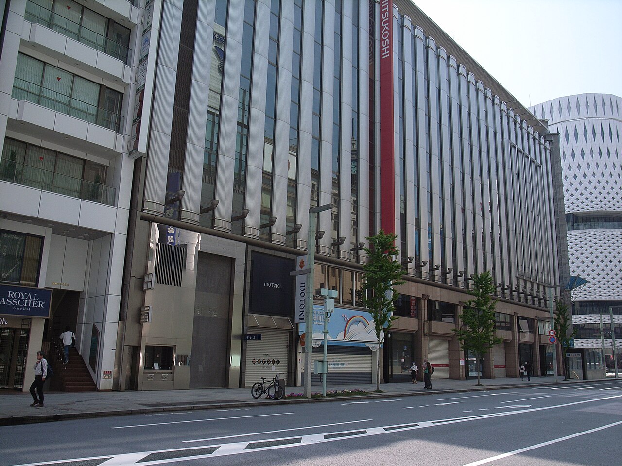 Exterior view of the historic Mitsukoshi department store in Ginza