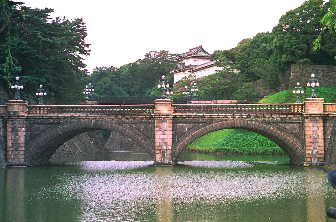 Nijubashi Bridge leading to the Imperial Palace, with the historic Fushimi-yagura turret visible in the background