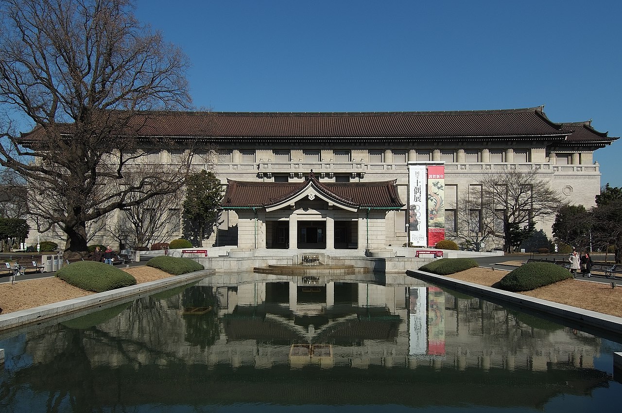 The grand architectural facade of the Tokyo National Museum's Honkan building in Ueno Park