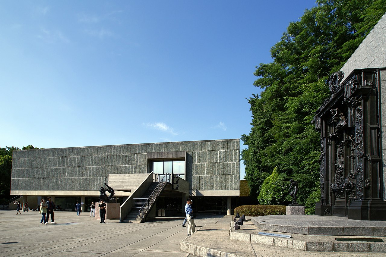 The distinctive concrete facade of the National Museum of Western Art in Ueno Park