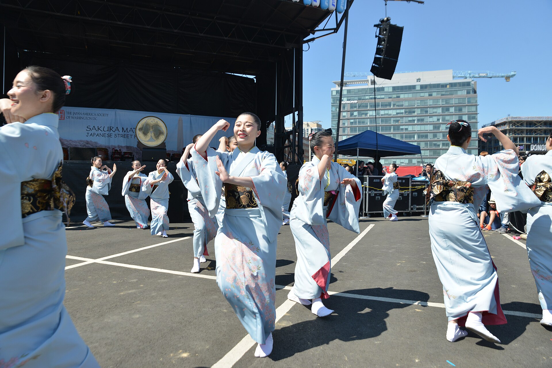 A traditional Japanese festival procession
